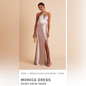 Birdy Grey Monica Satin Dress, Taupe, Size S, Never worn, in original packaging